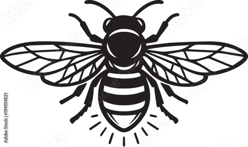 Vector illustration of a black bee icon