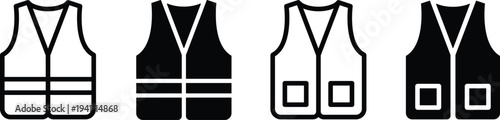 Variety of black and white safety vests
