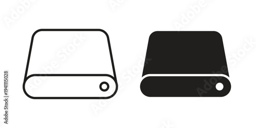 Hard drive icon, line pictogram on white.