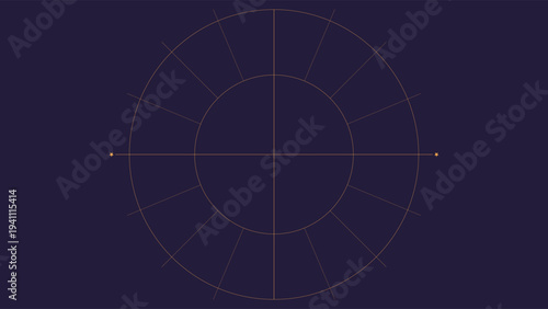 Celestial constellation compass design with golden hour-inspired radial lines on deep cosmic blue background