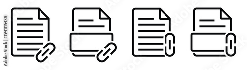 Four linked document icons in a row