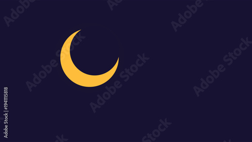 Celestial crescent moon silhouette against deep cosmic dark blue space background with soft glowing illumination for fantasy and astronomy themes