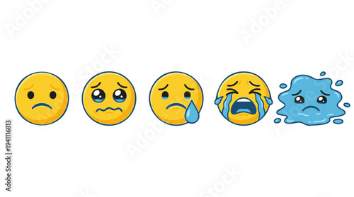 Sadness and Depression Emoji Progression to Puddle of Tears