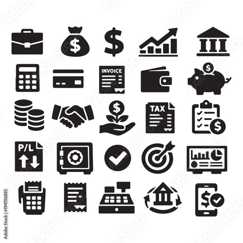 Business icon set vector silhouette 