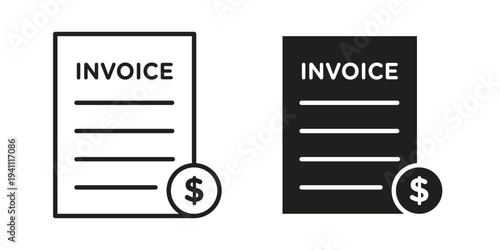 Invoice payment icon, line pictogram on white.