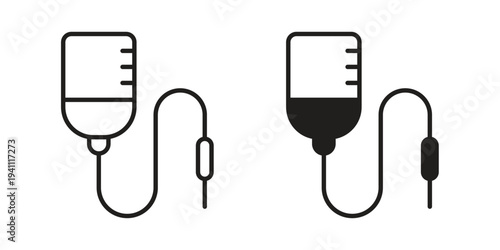 IV bag icon, line pictogram on white.