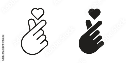 korean heart icon, line pictogram on white.
