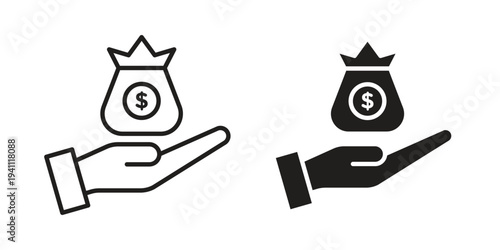 loan icon, line pictogram on white.