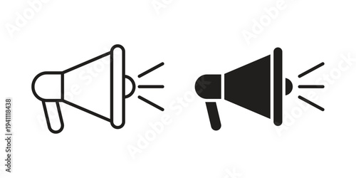 Loud Speaker icon, line pictogram on white.
