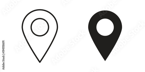 Map marker icon, line pictogram on white.