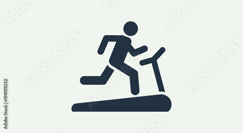 Treadmill running icon representing fitness, exercise, and health. A silhouette of a person on a running machine, perfect for gym and workout designs.
