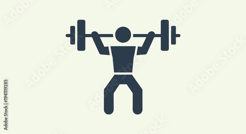 Strong person lifting heavy barbell icon, symbolizing strength, fitness, exercise, and healthy lifestyle. Graphic representation of power training and workout.