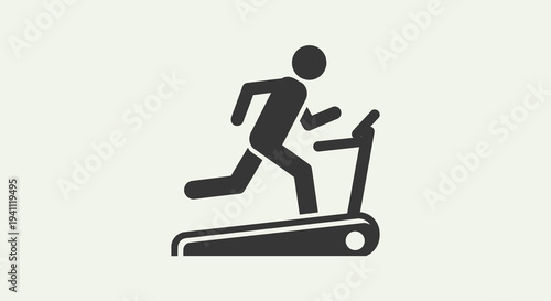 Black Silhouette of a Person Running on a Treadmill Icon, Representing Fitness, Exercise, Cardio Workout, and Healthy Lifestyle
