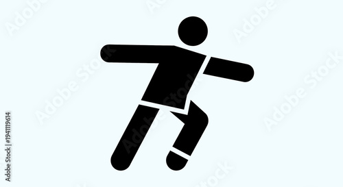 Silhouette of a person running, symbolizing fitness, health, and active lifestyle on a light blue background.