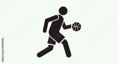 Basketball player running with ball, sports icon