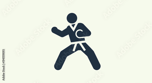martial arts icon, karate fighter silhouette, taekwondo symbol
