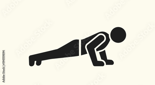 Black silhouette of a person doing push-ups exercise