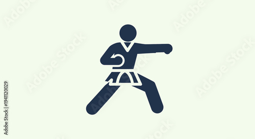 Martial arts icon, karate fighter in action, taekwondo symbol