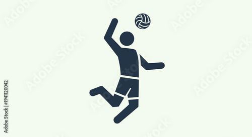 Volleyball player jumping to hit the ball in mid-air motion