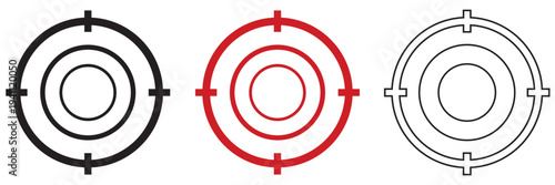  Target Crosshair Icon. Crosshair target symbol with concentric circles and center point, representing aiming, focus, accuracy, and goal targeting concept.