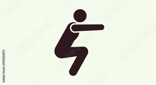 Simple Graphic Icon of a Person Performing a Squat Exercise, Representing Fitness, Workout, and Healthy Lifestyle