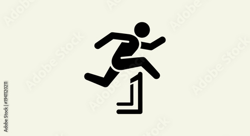 Silhouette of a runner jumping over a hurdle, representing sports, competition, and overcoming obstacles