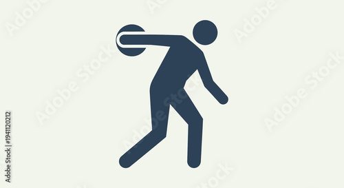 Silhouette of a discus thrower in action, minimalist graphic icon representing athletic sport and competition