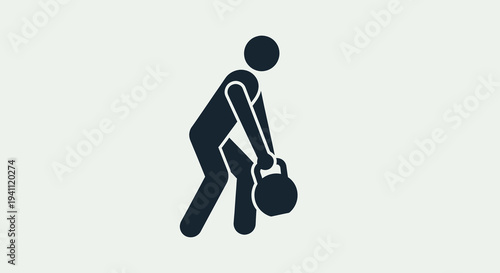 Iconic silhouette of a person performing a deadlift with a kettlebell, symbolizing strength training and fitness