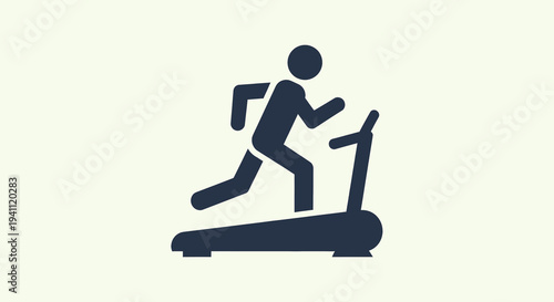 Simple Silhouette Icon of a Person Running on a Treadmill, Representing Fitness, Exercise, and Healthy Lifestyle