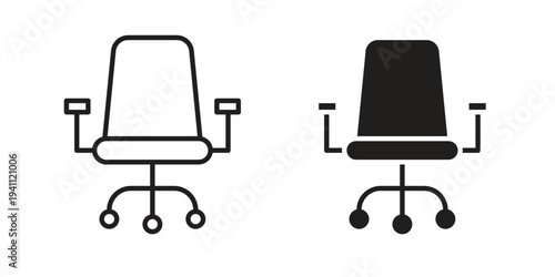 Office chair icon, line pictogram on white.