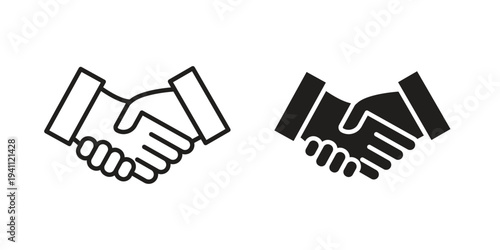 Partnership icon, line pictogram on white.