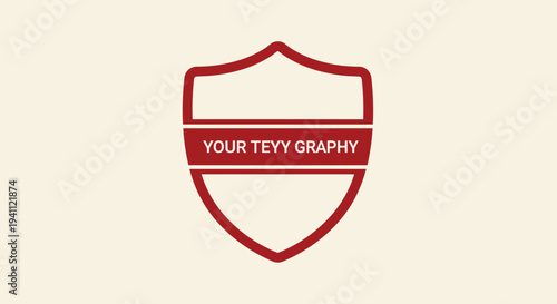 Red Shield Emblem with Placeholder Text Inside.