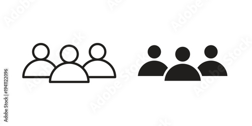 People group icon, line pictogram on white.