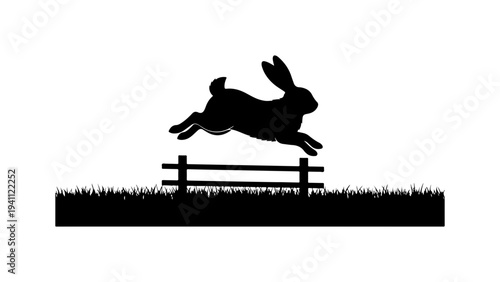 Leaping Rabbit Over Hurdle Silhouette