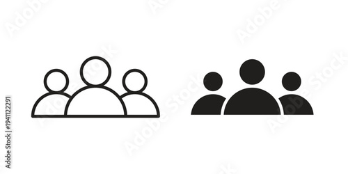 people icon, line pictogram on white.
