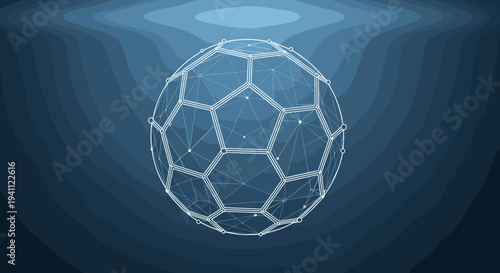 White Soccer Ball with Hexagonal Pattern.