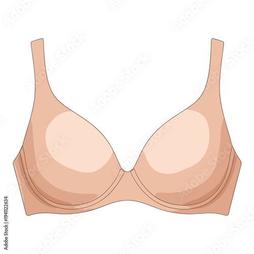 Seamless nude bra illustration isolated on a white background, showcasing minimalist design and smooth contours
