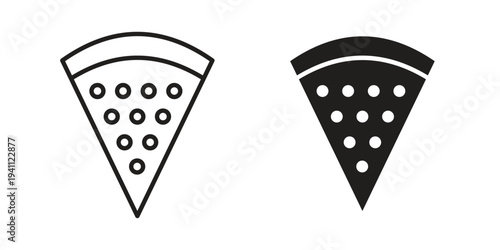Pizza icon, line pictogram on white.