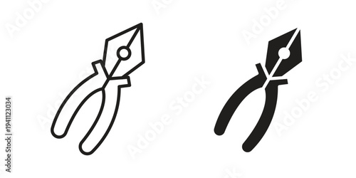 Pliers icon, line pictogram on white.
