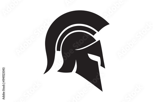 Black spartan helmet icon isolated on white background. Ancient greek warrior gladiator helmet vector illustration.