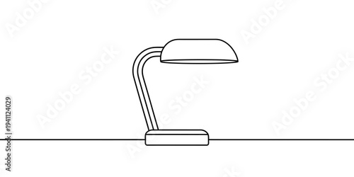 Minimal one line drawing desk lamp lighting office workspace concept
