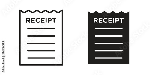 Receipt icon, line pictogram on white.