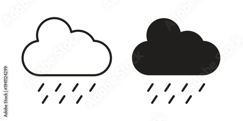 Rain icon, line pictogram on white.