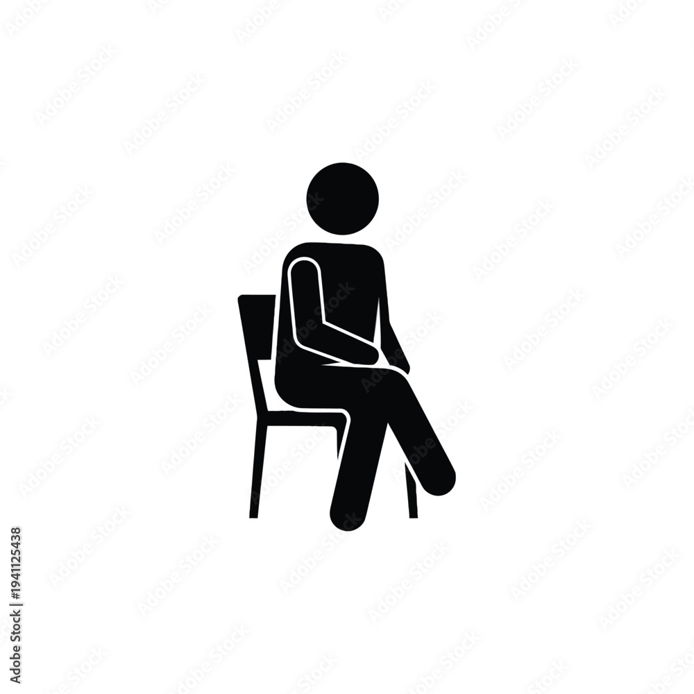 Fototapeta premium Person Sitting on Chair in Simple Black Silhouette Design
