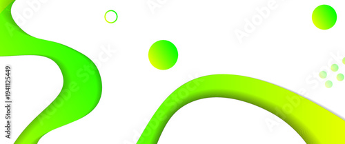 Modern Lime Green Liquid Wave Background. A vibrant vector illustration featuring flowing neon organic shapes and a 3D gradient sphere on white. Perfect for fresh energy and eco-tech branding.