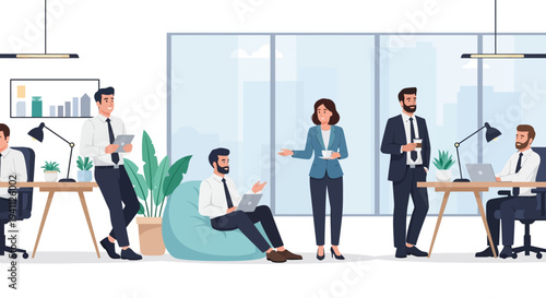 Business people in office setting working.