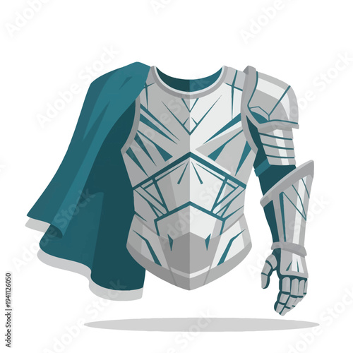 Medieval knight armor with blue cape a striking silhouette on transparent background