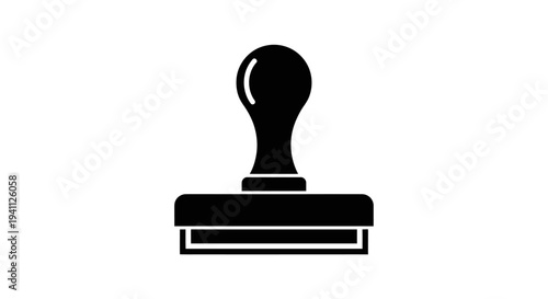 Rubber Stamp Icon Black Silhouette.