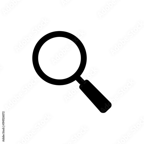 Black magnifying glass icon simple design on transparent background silhouette