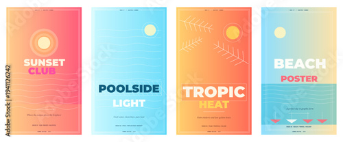 Electric Summer poster design, summer advertisement template, tropical magazine cover, beach flyer layout, travel brochure concept, resort branding visual, holiday marketing poster, sunset editorial 
